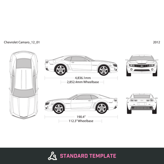 2012 Chevy Camaro vector wrap template V01, Design-Ready PDF - GravBase