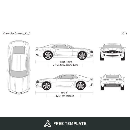 2012 Chevy Camaro free vector vehicle wrap template - GravBase