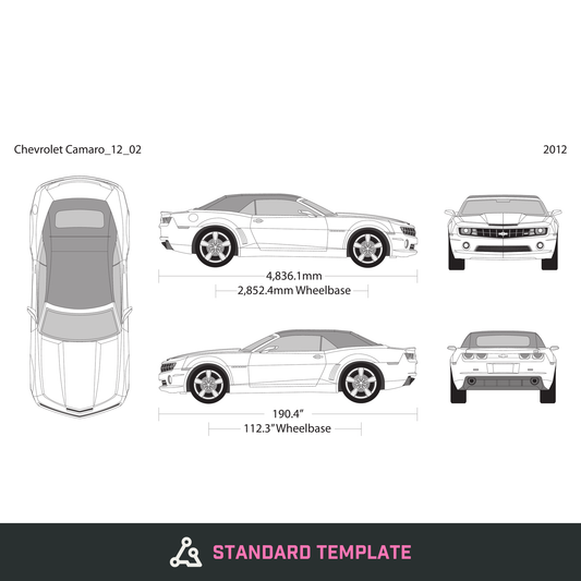 2012 Chevy Camaro vector wrap template V02, Design-Ready PDF - GravBase