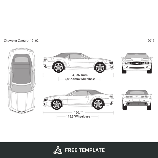 2012 Chevy Camaro free vector vehicle wrap template - GravBase