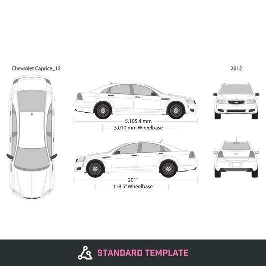 2012 Chevy Caprice vector wrap template, Design-Ready PDF - GravBase