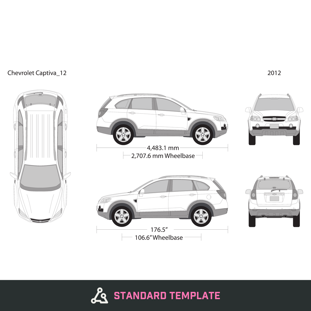 2012 Chevy Captiva vector wrap template, Design-Ready PDF - GravBase