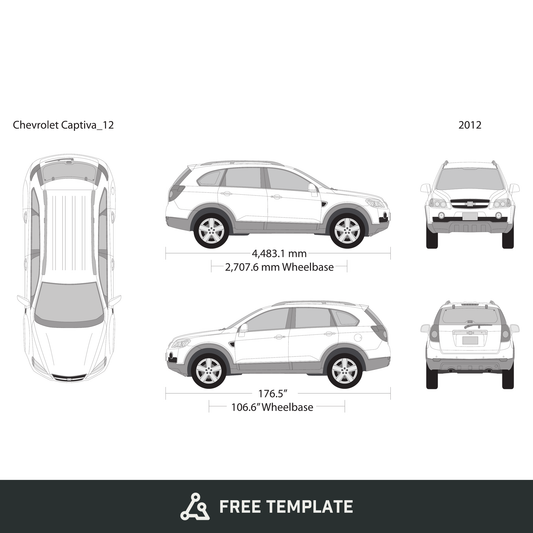 2012 Chevy Captiva free vector vehicle wrap template - GravBase
