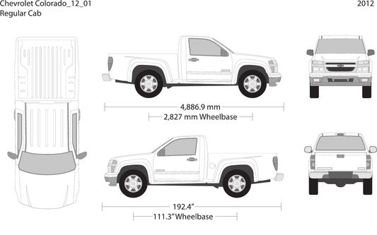 2012 Chevy Colorado vector wrap template V01, Design-Ready PDF - GravBase