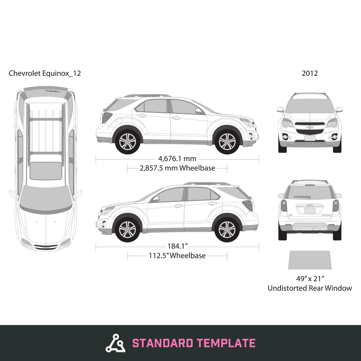 2012 Chevy Equinox vector wrap template, Design-Ready PDF - GravBase