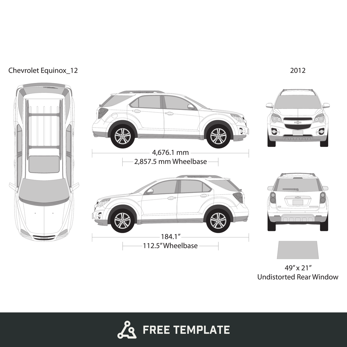 2012 Chevy Equinox free vector vehicle wrap template - GravBase