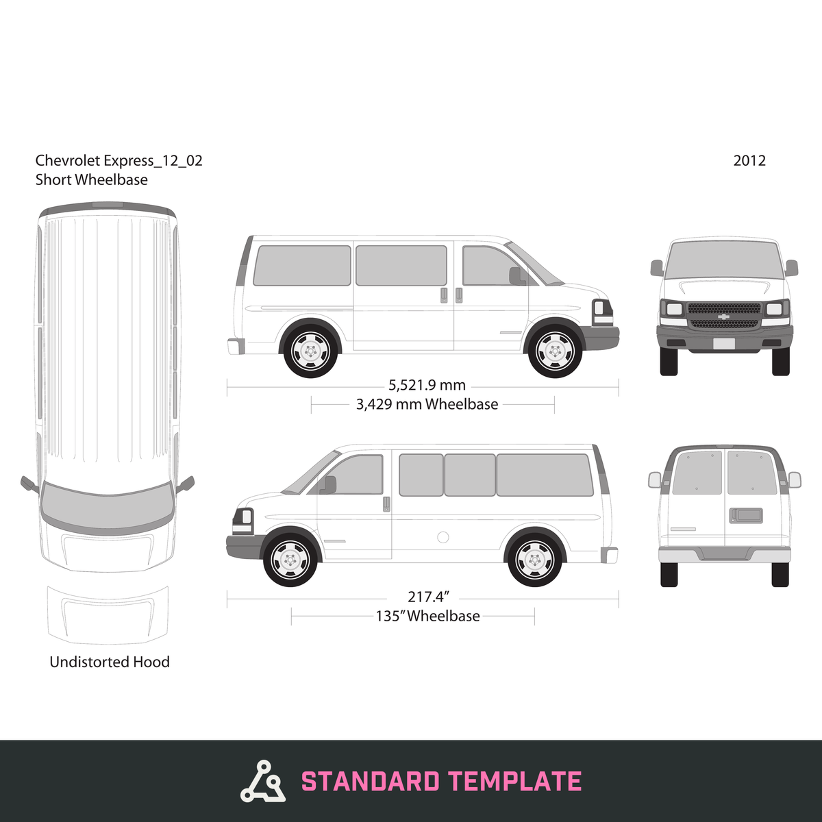 2012 Chevy Express vector wrap template V02, Design-Ready PDF - GravBase