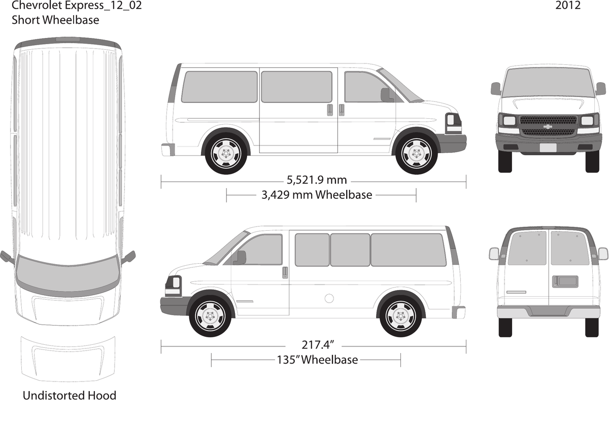 2012 Chevy Express vector wrap template V02, Design-Ready PDF - GravBase