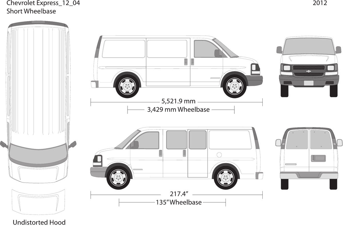2012 Chevy Express vector wrap template V04, Design-Ready PDF - GravBase