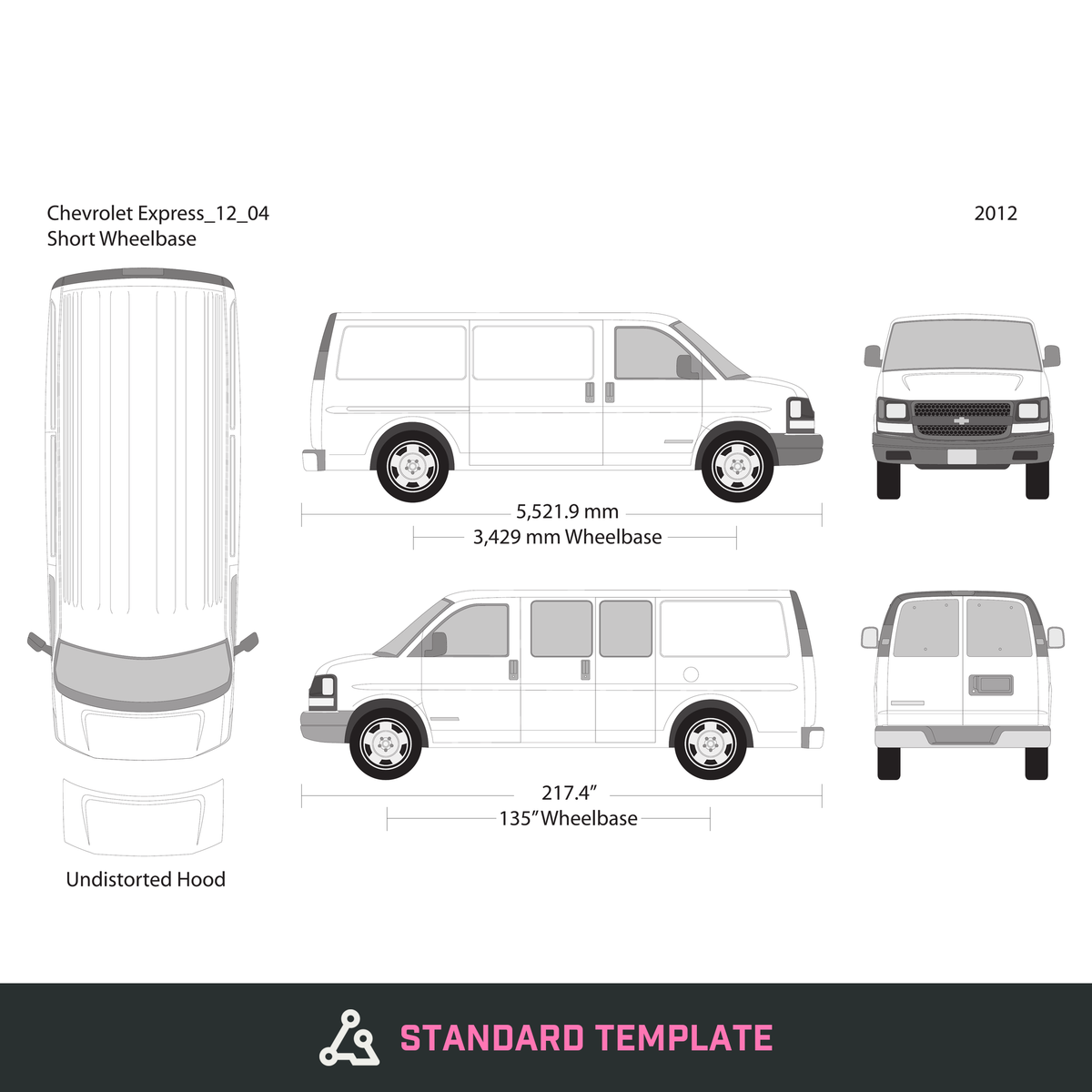 2012 Chevy Express vector wrap template V04, Design-Ready PDF - GravBase