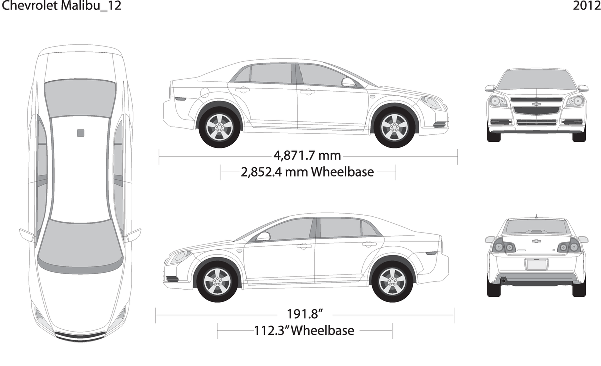 2012 Chevy Malibu V12 Vehicle Wrap Template