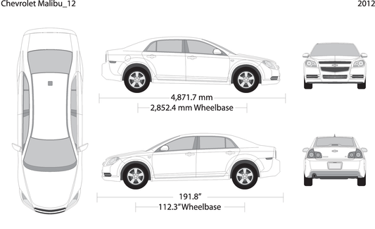 2012 Chevy Malibu V12 Vehicle Wrap Template