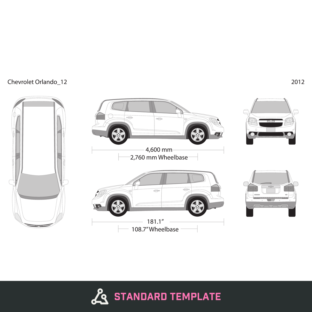 2012 Chevy Orlando vector wrap template, Design-Ready PDF - GravBase