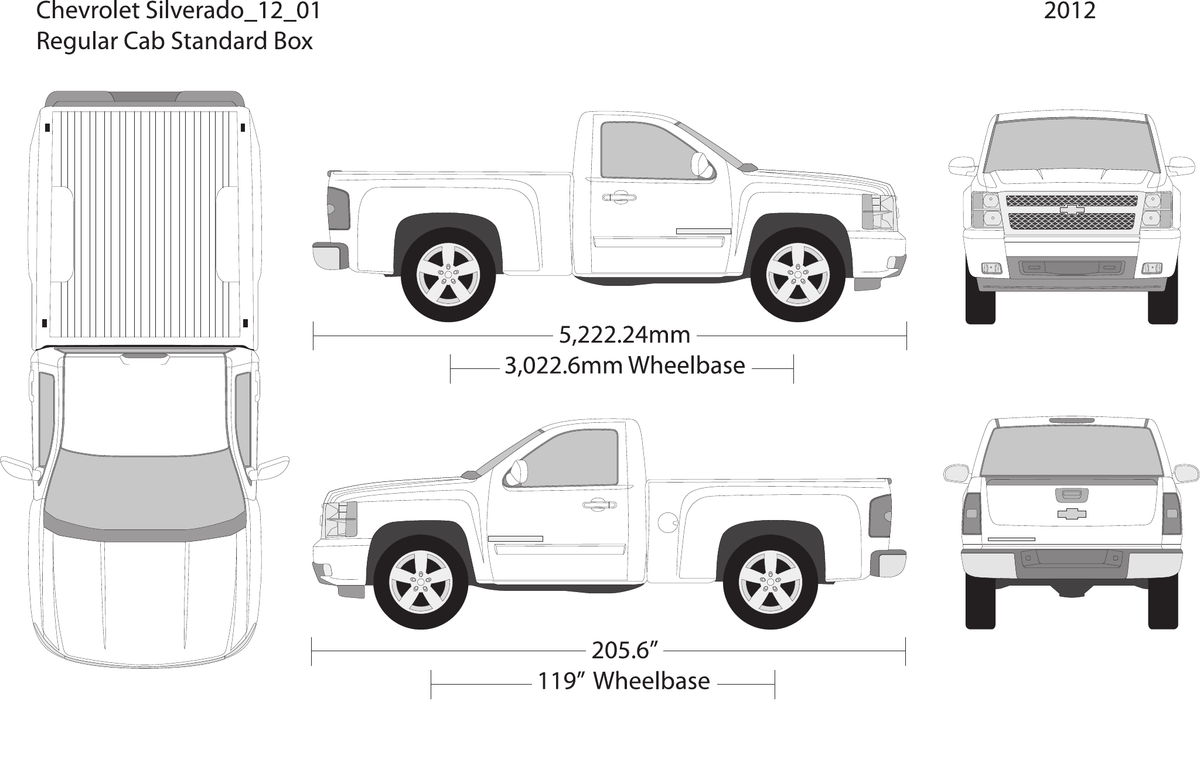 2012 Chevy Silverado 1500 vector wrap template V01, Design-Ready PDF - GravBase