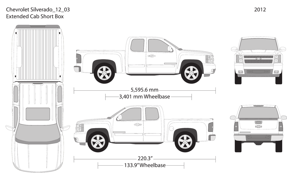 2012 Chevy Silverado 1500 vector wrap template V03, Design-Ready PDF - GravBase