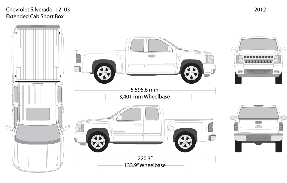 2012 Chevy Silverado 1500 V03 Vehicle Wrap Template