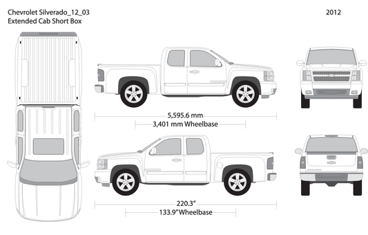 2012 Chevy Silverado 1500 V03 Vehicle Wrap Template