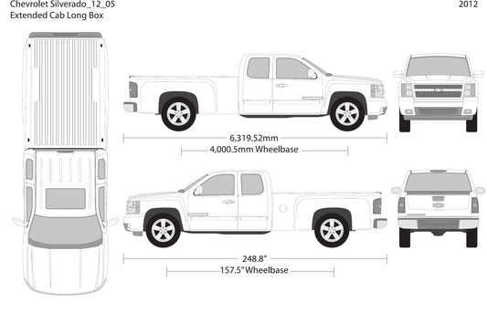 2012 Chevy Silverado 1500 vector wrap template V05, Design-Ready PDF - GravBase