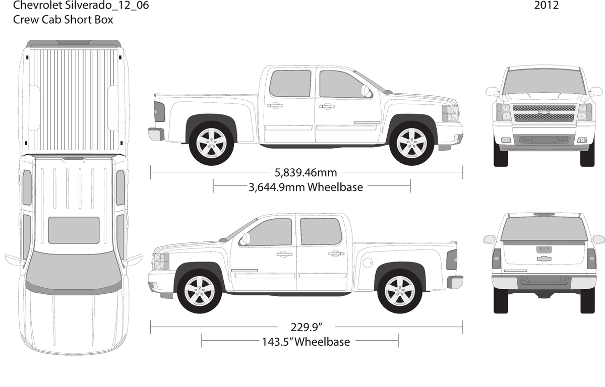 2012 Chevy Silverado 1500 vector wrap template V06, Design-Ready PDF - GravBase