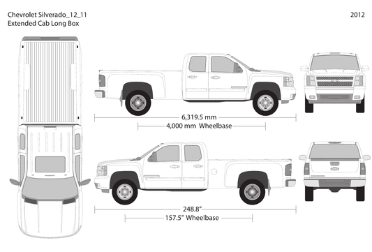 2012 Chevy Silverado 2500-3500 HD Vector Wrap Template - GravBase