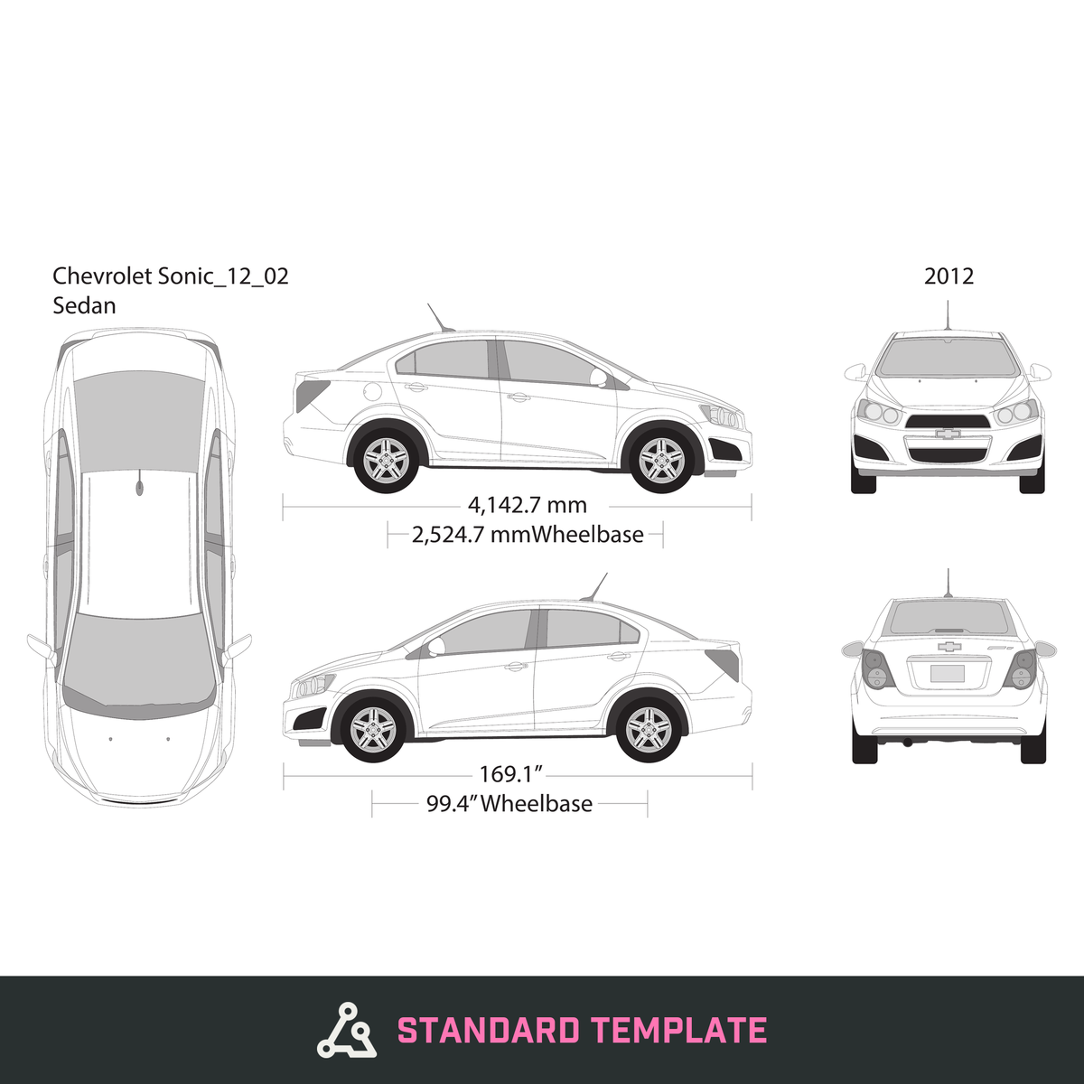 2012 Chevy Sonic vector wrap template V02, Design-Ready PDF - GravBase