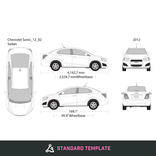 2012 Chevy Sonic vector wrap template V02, Design-Ready PDF - GravBase