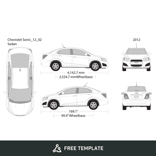 2012 Chevy Sonic free vector vehicle wrap template - GravBase