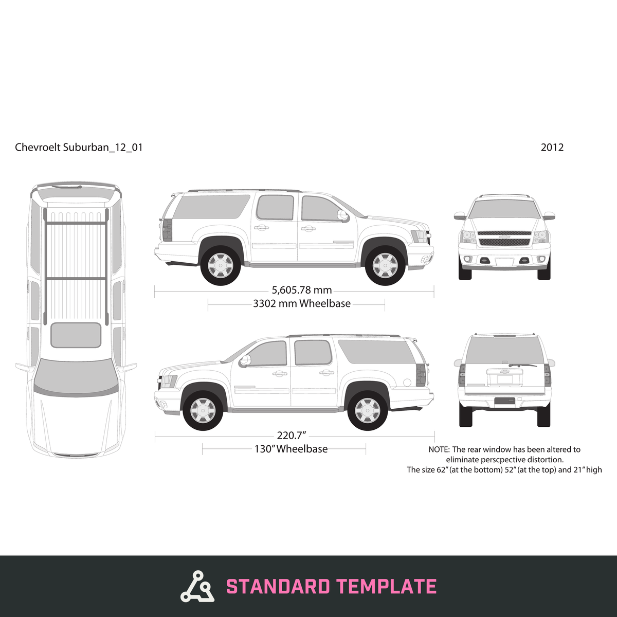 2012 Chevy Suburban vector wrap template, Design-Ready PDF - GravBase