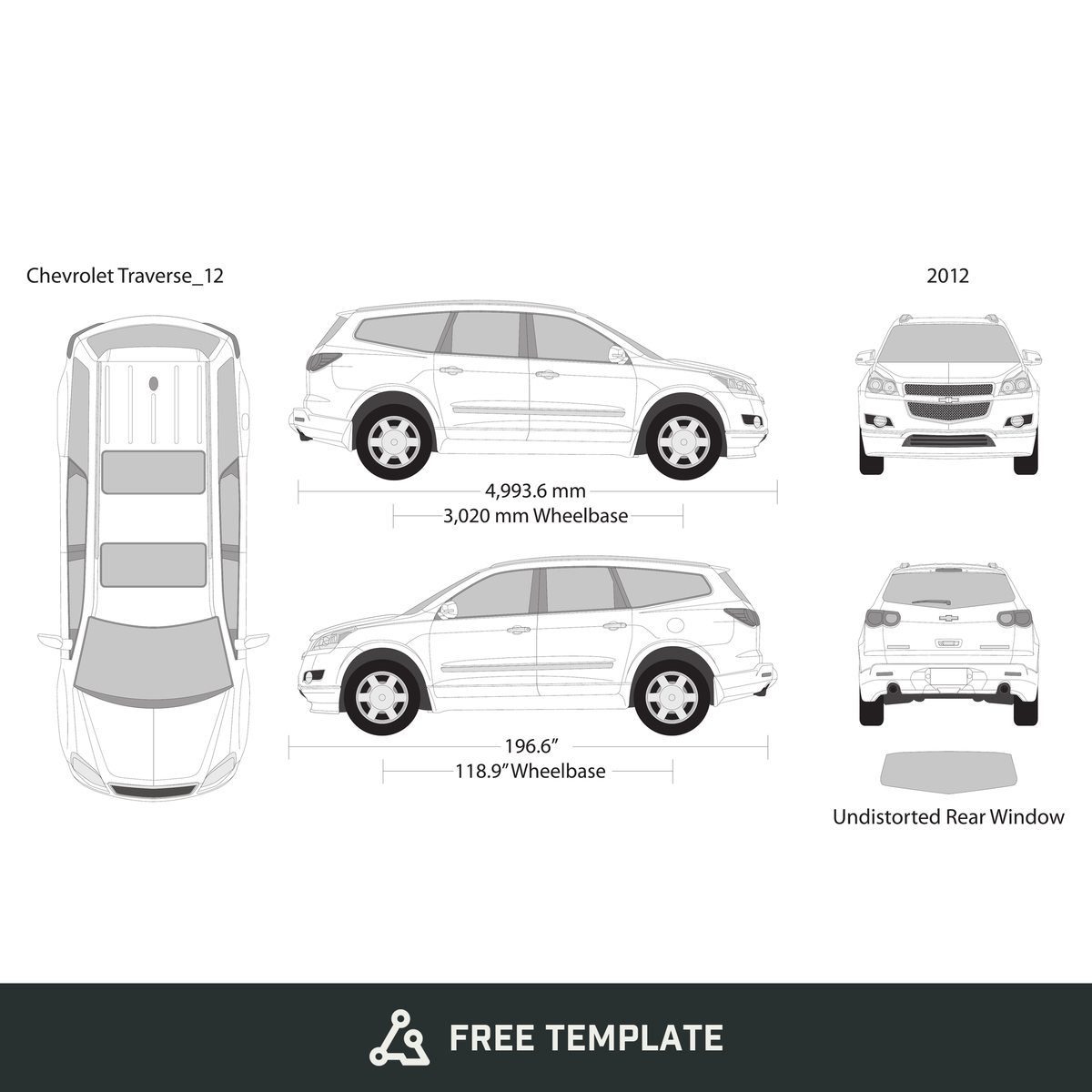 2012 Chevy Traverse free vector vehicle wrap template - GravBase