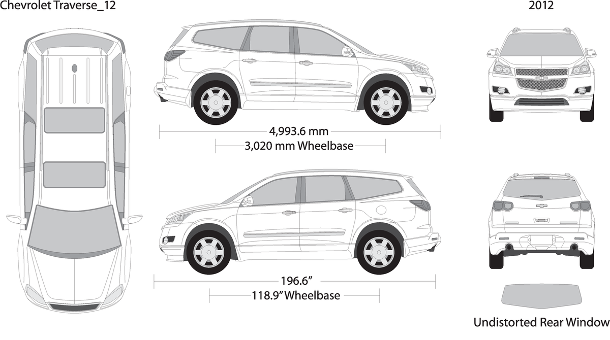 2012 Chevy Traverse V12 Vehicle Wrap Template