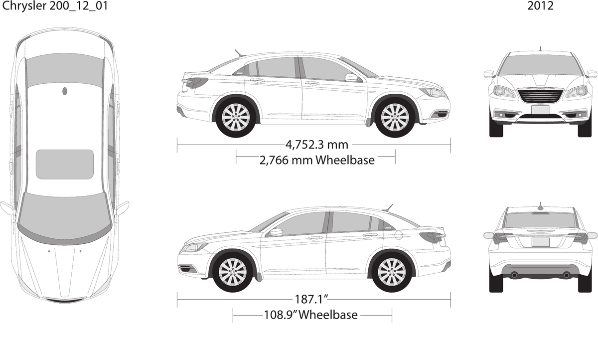 2012 Chrysler 200 vector wrap template, Design-Ready PDF - GravBase