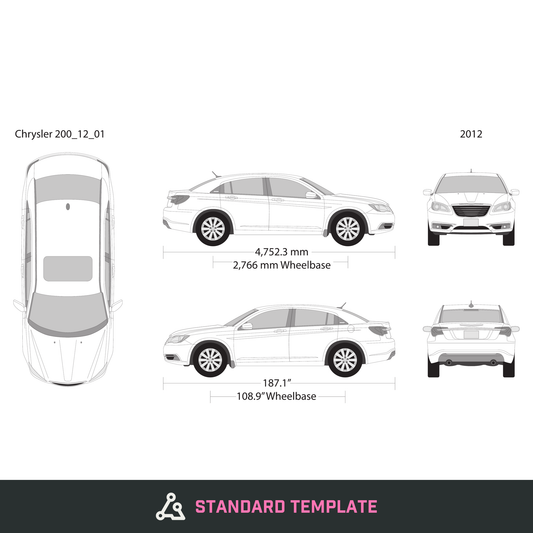 2012 Chrysler 200 vector wrap template, Design-Ready PDF - GravBase
