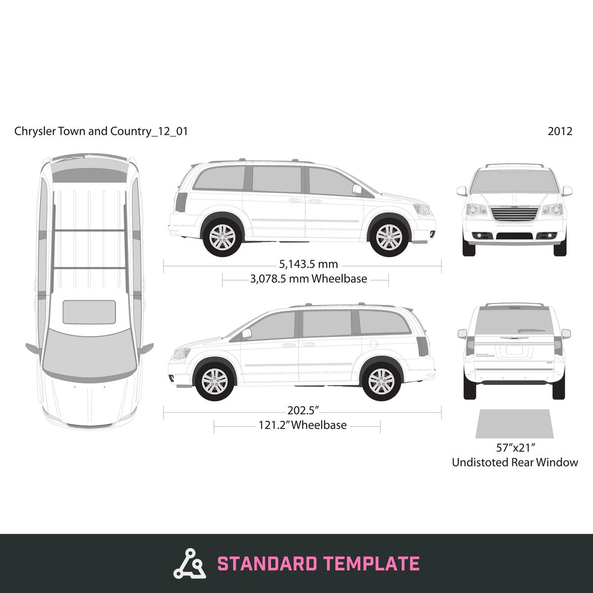 2012 Chrysler Town And Country vector wrap template, Design-Ready PDF - GravBase