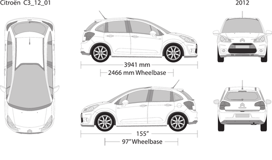 2012 Citroen C3 vector wrap template, Design-Ready PDF - GravBase