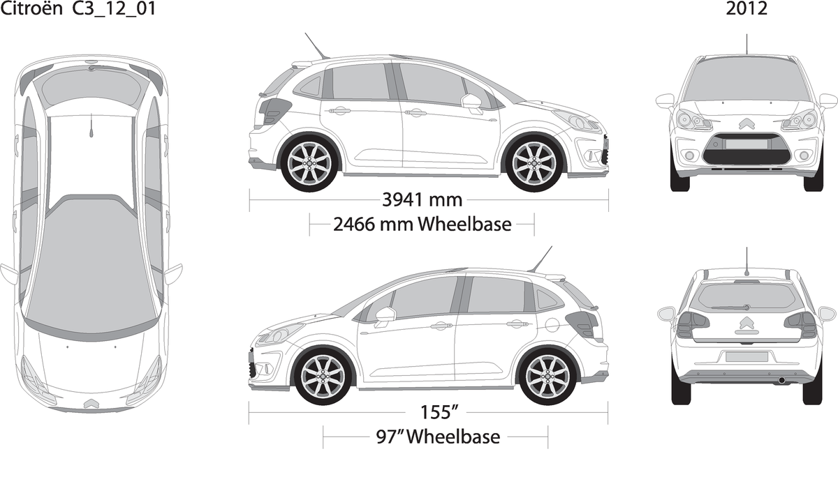 2012 Citroen C3 V01 Vehicle Wrap Template