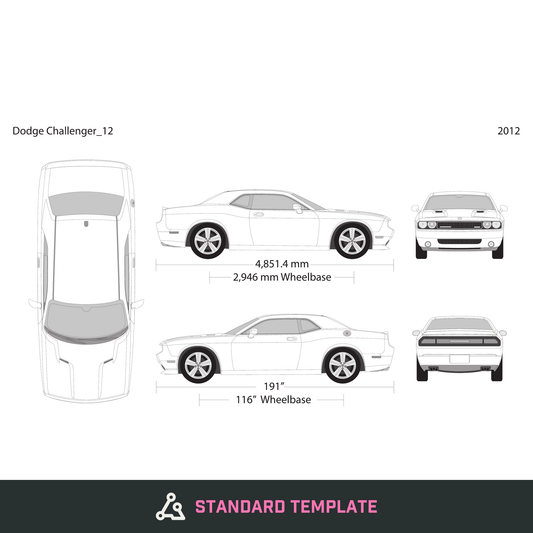 2012 Dodge Challenger vector wrap template, Design-Ready PDF - GravBase