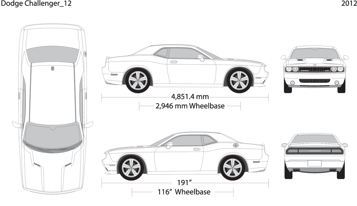 2012 Dodge Challenger V12 Vehicle Wrap Template