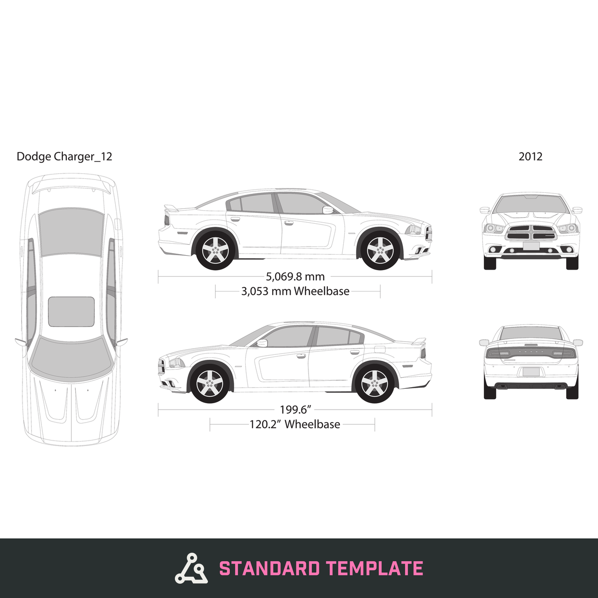 2012 Dodge Charger vector wrap template, Design-Ready PDF - GravBase