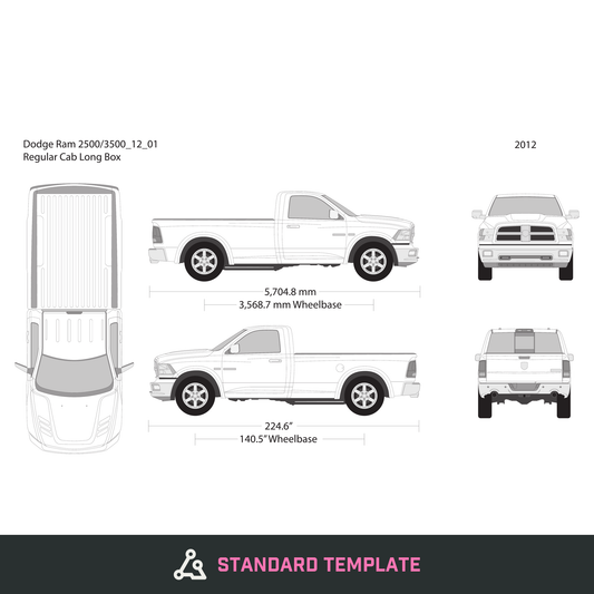 2012 Dodge Ram 2500_3500 vector wrap template V01, Design-Ready PDF - GravBase