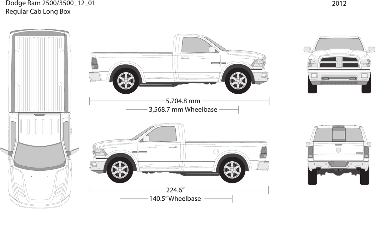 2012 Dodge Ram 2500_3500 vector wrap template V01, Design-Ready PDF - GravBase