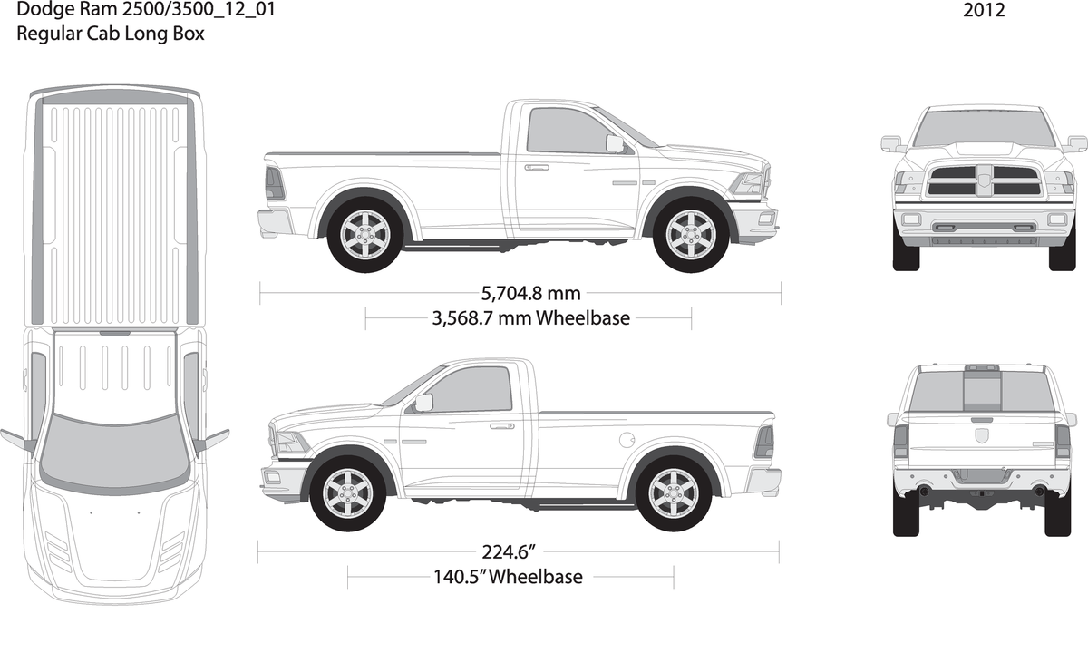 2012 Dodge Ram 2500 3500 V01 Vehicle Wrap Template