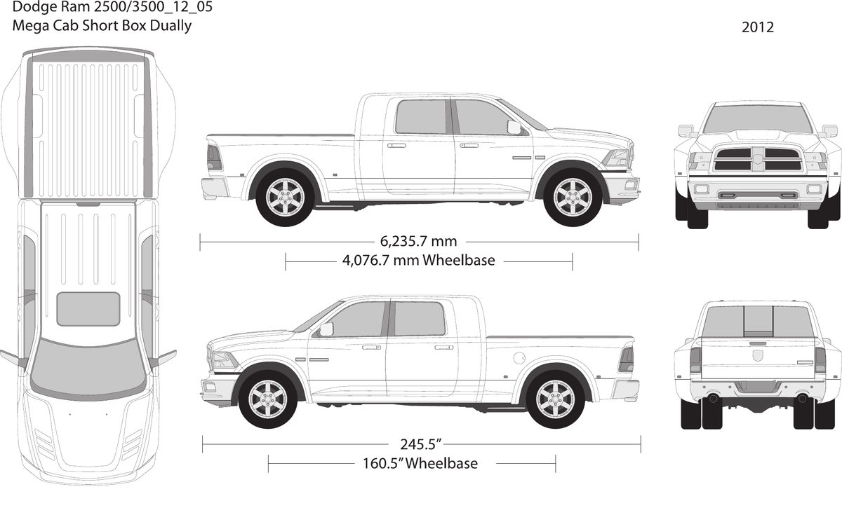 2012 Dodge Ram 2500_3500 Vector Wrap Template - GravBase