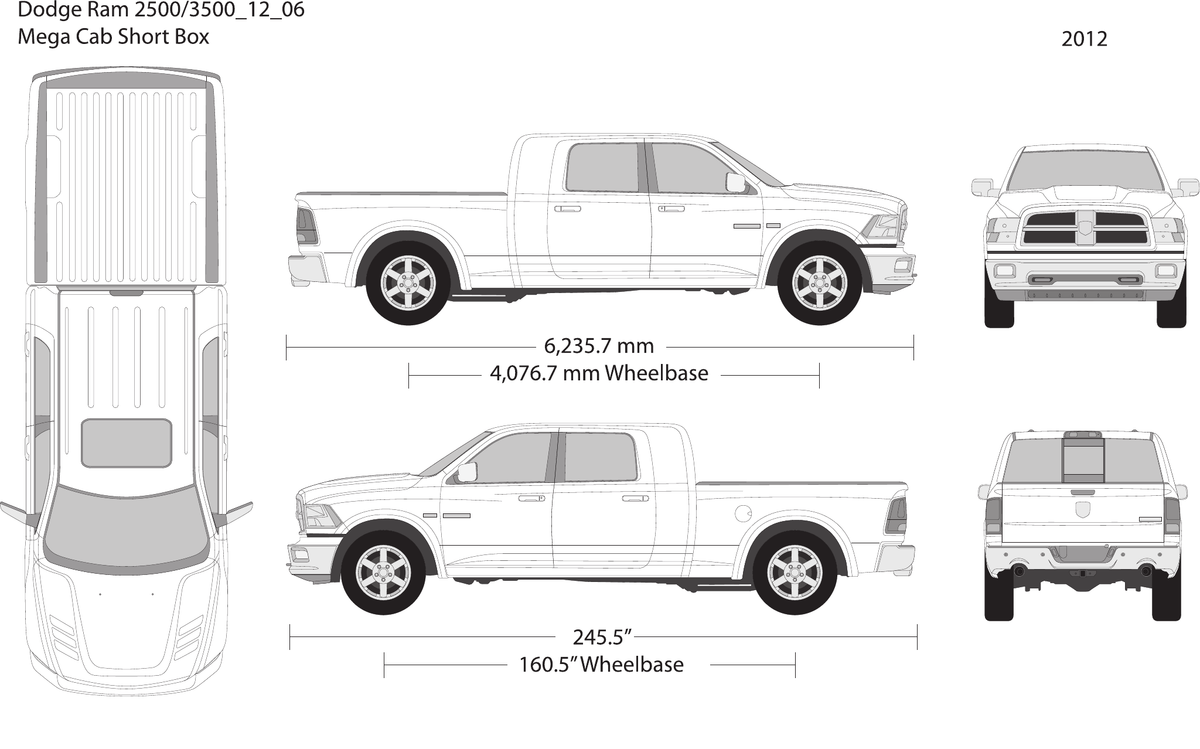2012 Dodge Ram 2500_3500 vector wrap template V06, Design-Ready PDF - GravBase