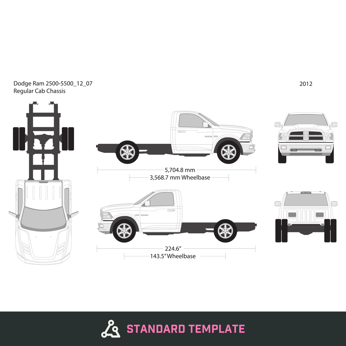2012 Dodge Ram 2500_3500 vector wrap template V07, Design-Ready PDF - GravBase