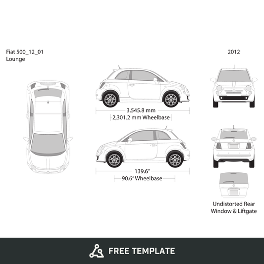 2012 Fiat 500 free vector vehicle wrap template - GravBase