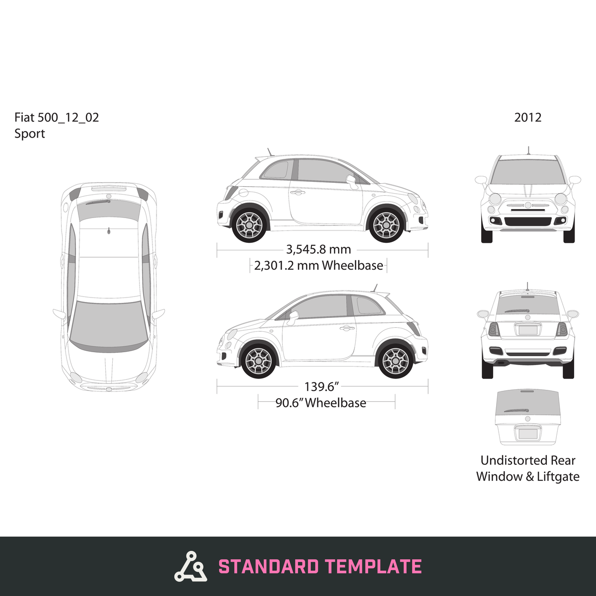 2012 Fiat 500 vector wrap template V02, Design-Ready PDF - GravBase