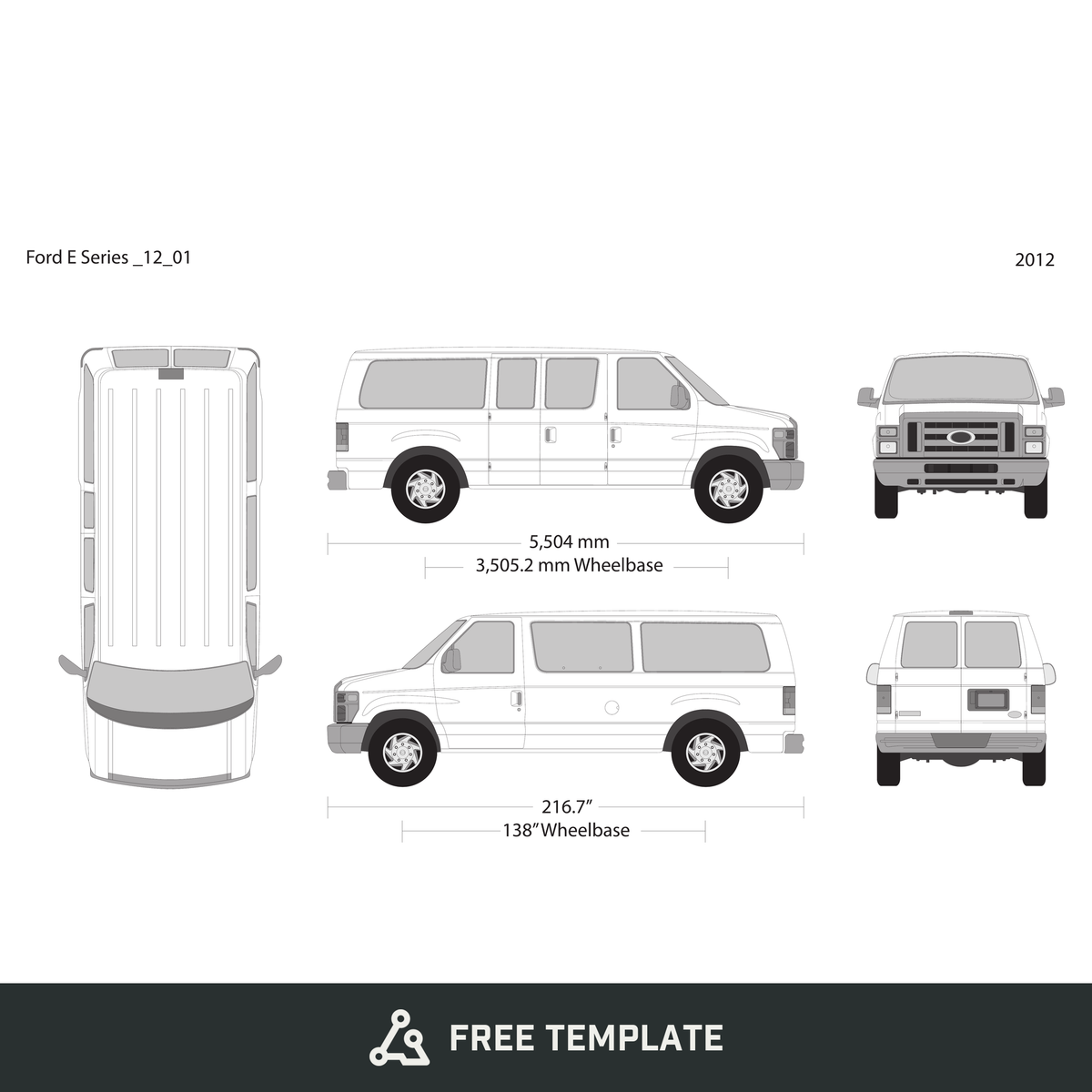 2012 Ford E Series free vector vehicle wrap template - GravBase