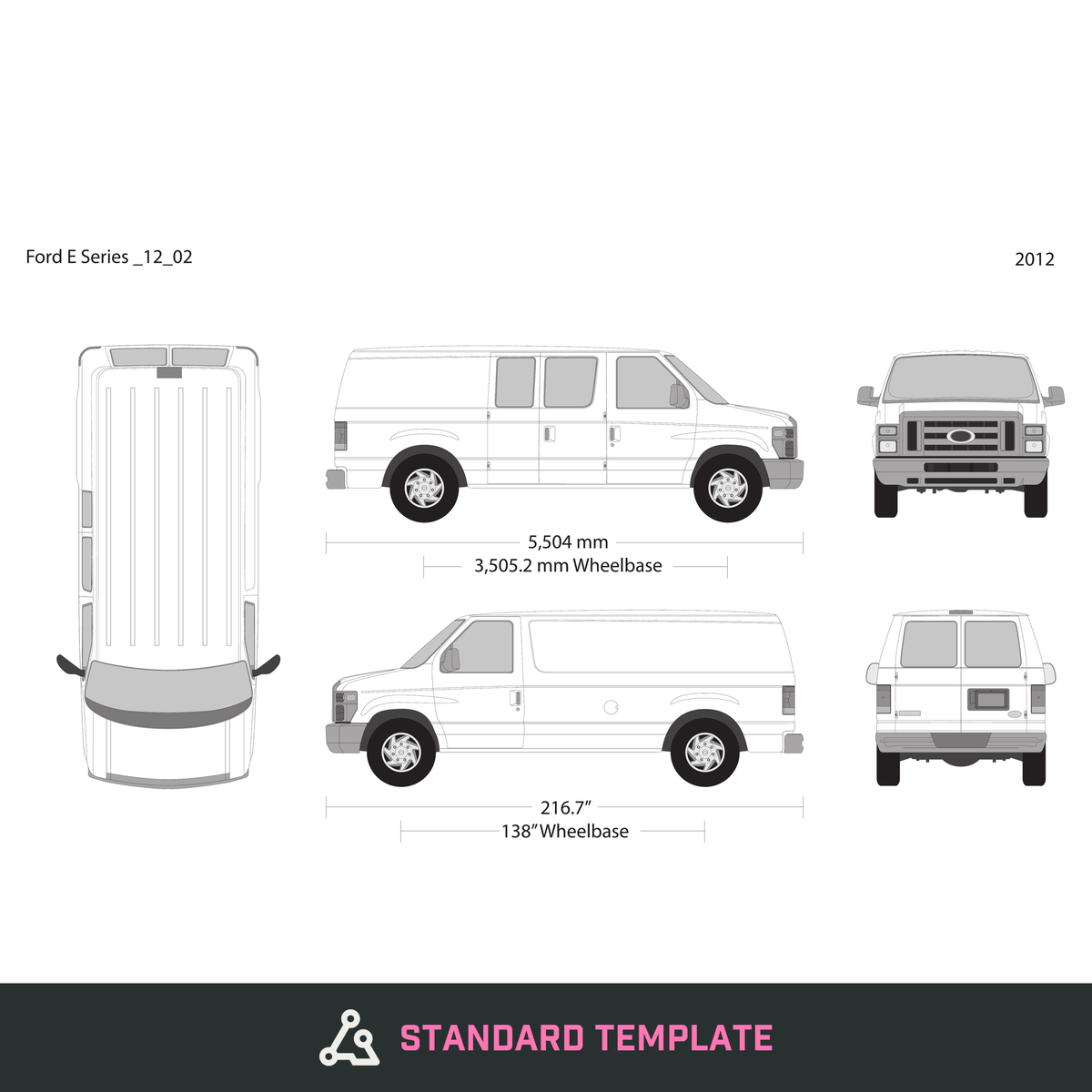 2012 Ford E Series vector wrap template V02, Design-Ready PDF - GravBase