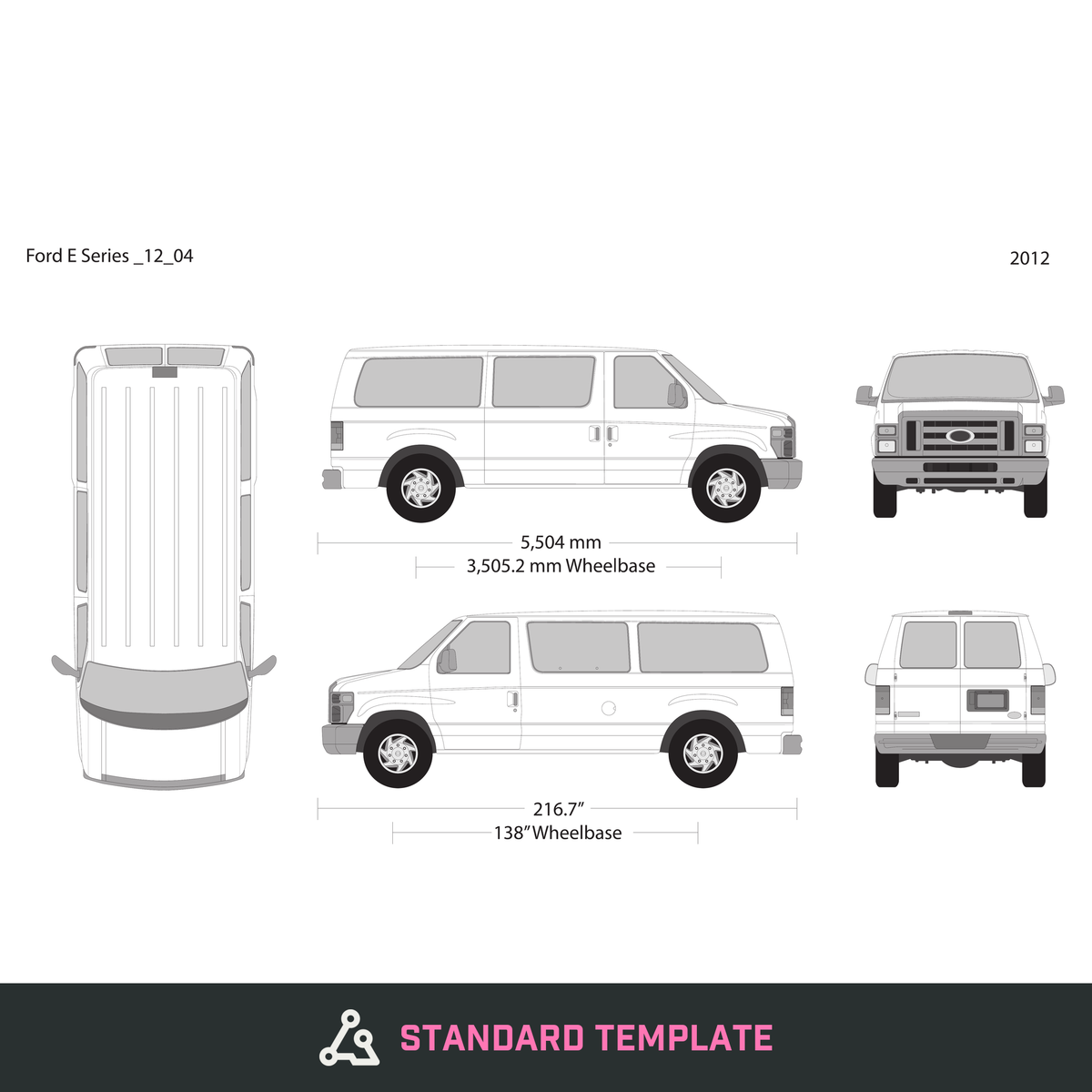 2012 Ford E Series vector wrap template V04, Design-Ready PDF - GravBase