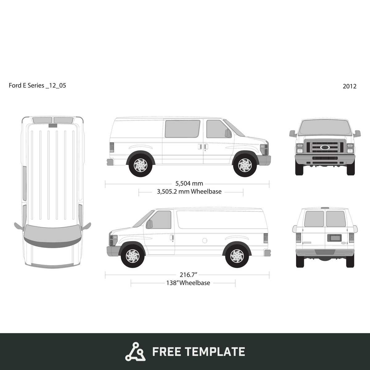 2012 Ford E Series free vector vehicle wrap template - GravBase